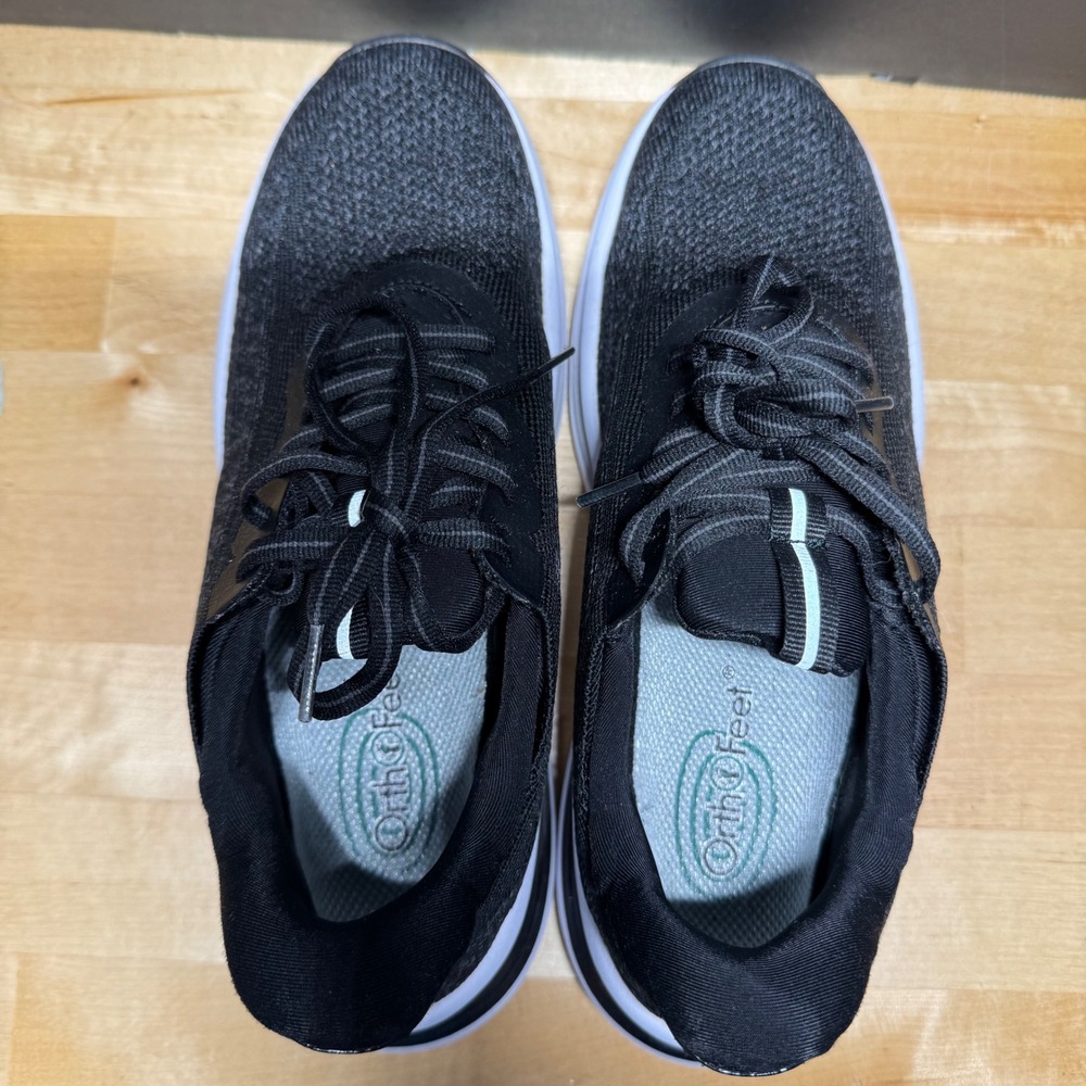 OrthoFeet 80023 Womens Black Knit Athletic Walking Sneakers Size 8 B Medium - Picture 5 of 10